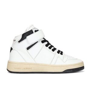 Saint Laurent Lax Mid Top Sneakers White Black Women’s EU 39 NWT | YSL Authentic